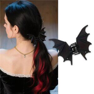 Halloween Bat Hair Clips – Gothic Black Metal Y2K Punk Hair Accessories